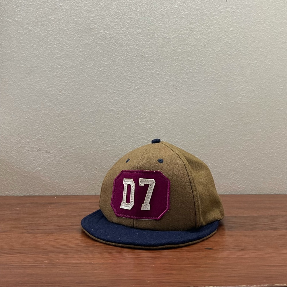 Wool Baseball Cap Hat (Camel/Navy)